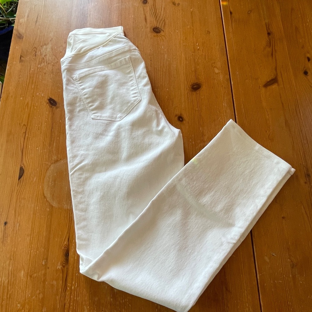 Old Navy Maternity Wow Straight Full Panel White Jeans Size 10